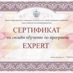 Сертификат на онлайн-курс, программа Expert